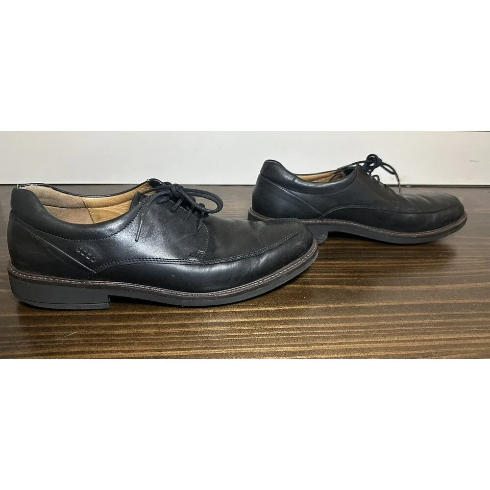 ECCO Holton Oxford Black Dress Lace Up Shoes Leather Apron Toe Men's US 11 EU 45